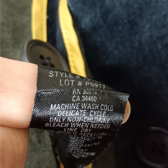 Chambray Long Jacket Unlined Size Small Dark Blue Wash Collared Buttons Closure - Picture 8 of 9